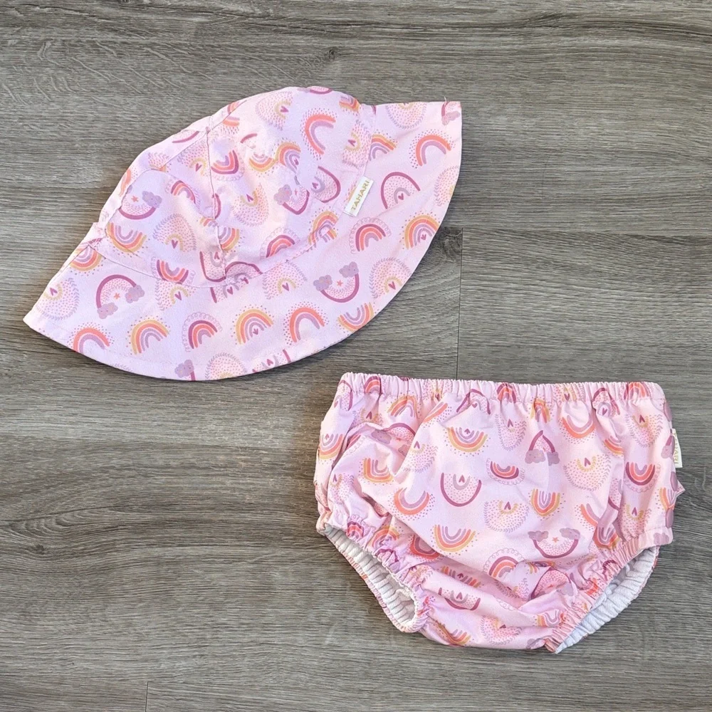 Tahari baby girls beach hat + swim diaper